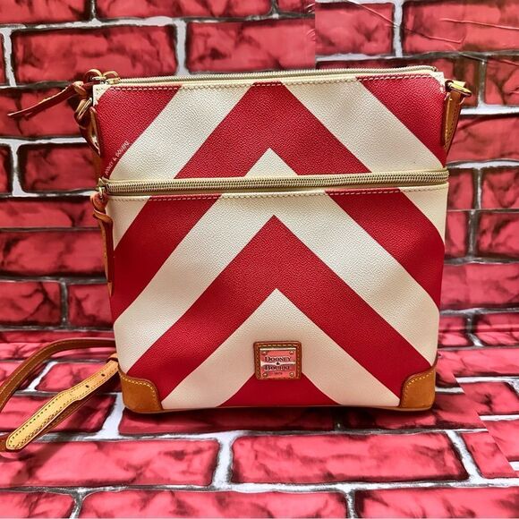 Dooney & Bourke Handbags - DOONEY & BOURKE Leather Chevron Striped Crossbody Bag